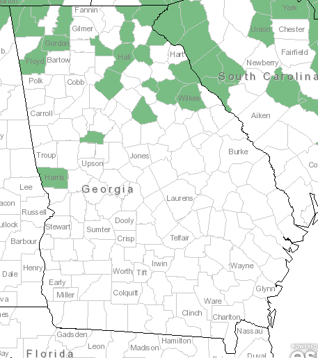 The range of Anemone virginiana